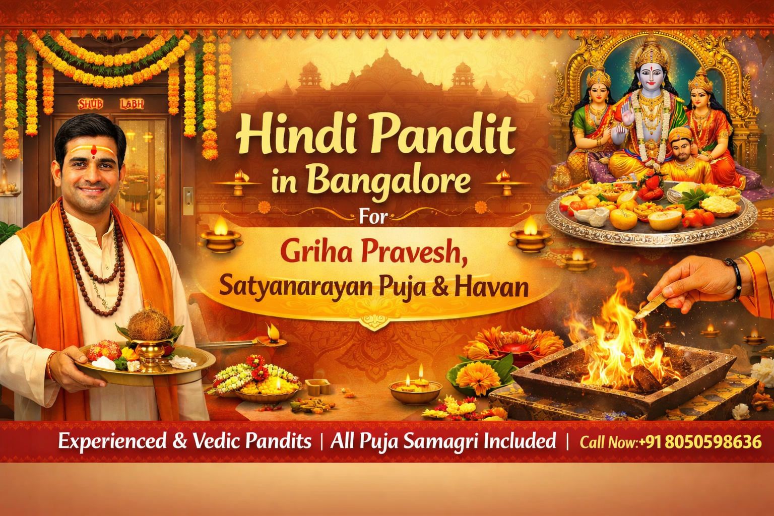 Hindi Pandit in Bangalore for Griha Pravesh, Satyanarayan Puja & Havan